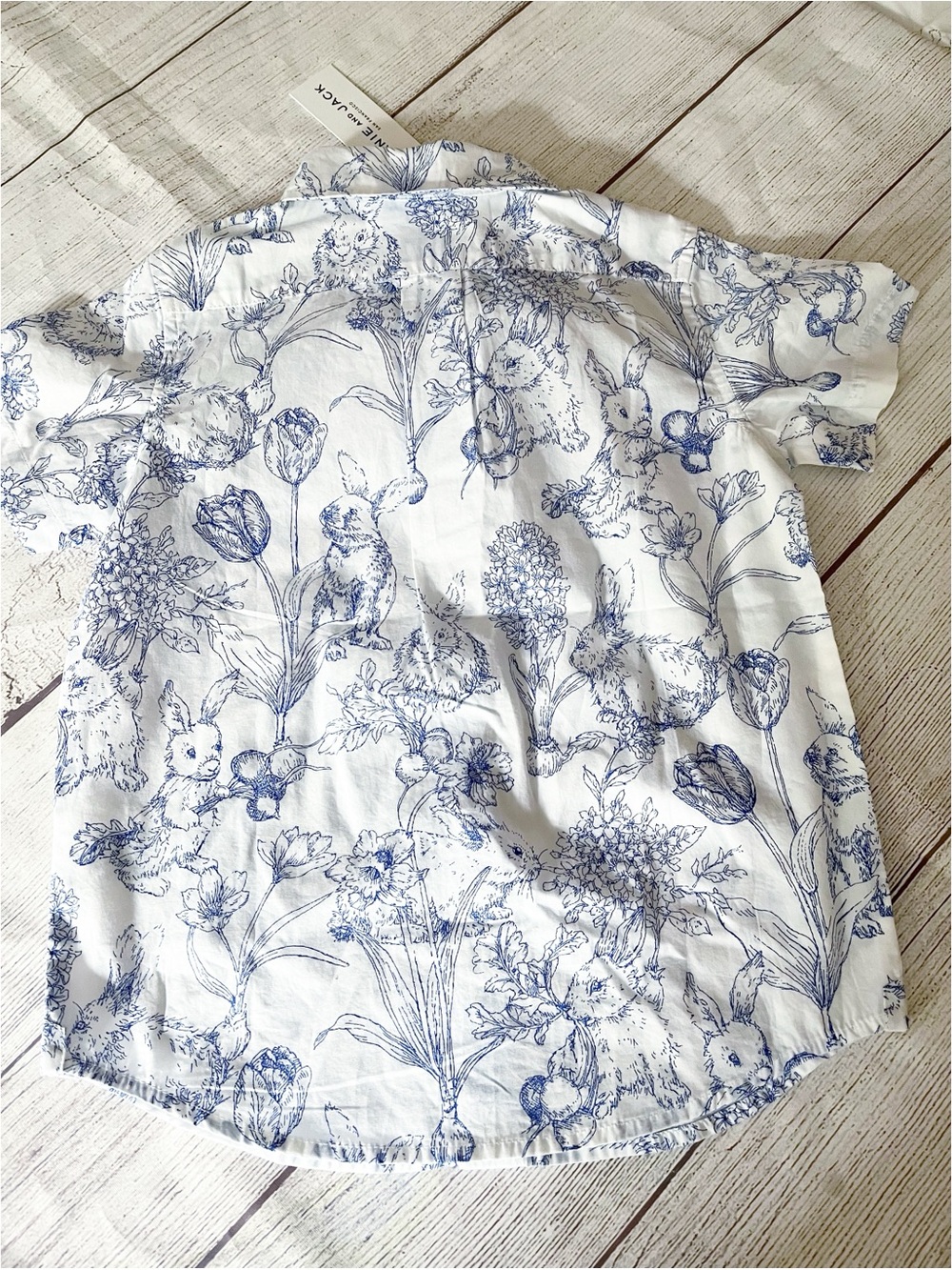 Janie & Jack blue rabbit theme boys shirt - Picture 5 of 8
